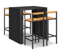 (black, 5 piece) vidaXL Garden Bar Set Bar Table and Chair Poly Rattan and Solid Wood Acacia