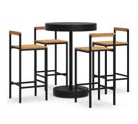 vidaXL 5 Piece Garden Bar Set Black Poly Rattan&Solid Wood Acacia, Black