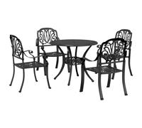 (black, 5 piece) vidaXL Garden Dining Set Outdoor Dining Set Table and Chair Cast Aluminium
