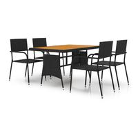 (black, 5 piece) vidaXL Outdoor Dining Set Poly Rattan Garden Table Chair Black/Grey 5/7 Piece