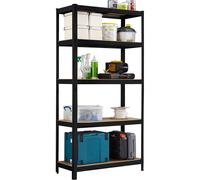 (Black) 5 Tier Boltless Garage Shelving Unit 150 x 70 x 30 cm Shed Warehouse Workshop Office Storage Shelves Metal Racking Adjustable