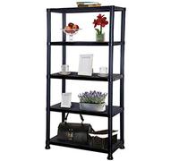 Black 5 Tier Plastic Shelving Unit Storage Racking Shelves Garage Warehouse Shed
