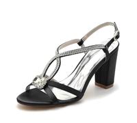 Black,5 UK,Women Peach Shoes High Heel Pumps Sandals Summer Ankle Strap Elegant Classic Wedding Dress Shoes