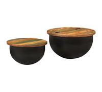 (black, 50 x 27 cm/ 2 pcs) vidaXL Coffee Table Set Side End Tables 2 Piece Black Solid Wood Reclaimed