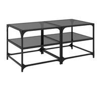 (black, 50 x 50 x 45 cm/ 2 pcs) vidaXL Coffee Tables with Transparent Glass Top Side Table End Table Steel