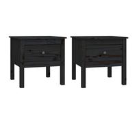 vidaXL Side Tables 2 Pcs Black 50x50x49 cm Solid Wood Pine, Black