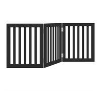 (black, 50 x 60 x 2 cm/ 3 pcs) vidaXL Dog Gate with Door Foldable Pet Gate Dog Fence Pet Barrier Poplar Wood