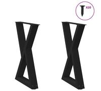 Coffee Table Legs Black Powder-Coated Steel 50x(72-73.3)cm Adjustable Levellers