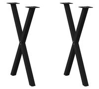 vidaXL Dining Table Legs X-Shaped 2 pcs Black 50x(72-73) cm Steel