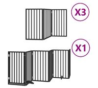 (black, 50 x 90 x 2 cm/ 15 pcs) vidaXL Dog Gate with Door Foldable Dog Fence Dog Door Pet Gate Poplar Wood