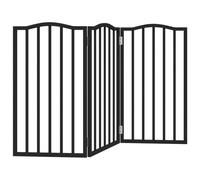 vidaXL Dog Gate, 3-Piece Dog Gate, Foldable, Easy Care, Protective Gate for Living Room, Kitchen, Stairs, Pet Gate, Door Safety Gate, Black Poplar Wood