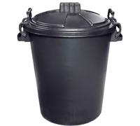 Black 50L 50 Litre Extra Large Heavy Duty Plastic Bin Dustbin, Storage Unit with Locking Lid for Home Garden Rubbish Waste Animal Feed