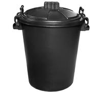 Black 50L Large Heavy Duty Plastic Bin Dustbin Storage with Locking Lid for Home Garden Rubbish Waste Animal Feed Rodent Proof Bin