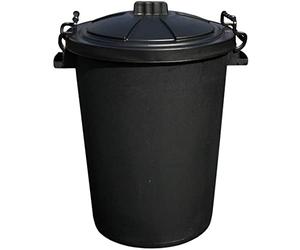 Black 50L Litre Large Heavy Duty Plastic Refuse Bin Rubbish, Waste Bin, Storage Unit with Clip Lock Lid Waterproof/rodent Proof Recycle Bin Ideal for Food Storage, Animal Feed, Indoor Outdoor Use