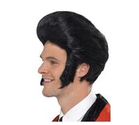 Black 50s Rock n Roll Wig Elvis Fancy Dress Accessory Adults 1950s Teddy Boy