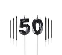 Black 50th Birthday Candles Set, Number 50 Candle with Black Gold Long Candles, Birthday Candles for Cake, Birthday Candle, Cake Candles Cake Topper Decorations for Birthday Party Wedding Anniversary