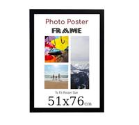 Black 51x 76 cm Poster Frames - Large MDF Wooden Frames 51x76cm - Both Ways Wall Hanging Wall Gallery Living Room Poster Picture Frame With Styrene Shatterproof Perspex Sheets