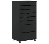 (black, 53 x 39 x 103 cm) vidaXL Rolling Cabinet with Drawers MOSS Black Solid Wood Pine