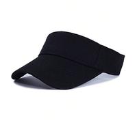 (Black, 54-60cm) Summer Sun Hats Men Women Cotton Adjustable Visor UV Protection Top Empty Solid Sport Tennis Golf Running Sunscreen Baseball Cap