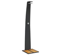 vidaXL Black Poly Rattan Outdoor Shower with Acacia Wood Base - UV-Resistant Garden/Pool Shower with Adjustable Spray