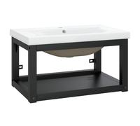 (black, 59 x 38 x 31 cm) vidaXL Bathroom Washbasin Frame & Built-in Basin Iron Black/White Multi Sizes