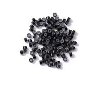 Black 5mm x 3mm Silicone Lined MicroBeads Links Hair Extension Micro Rings Bead