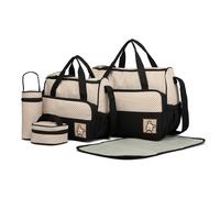 (Black) 5pc 2-Tone Baby Changing Bag Set | Nappy Bag Set