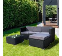 (Black) 5pc MCC Rattan Outdoor Garden Furniture Set