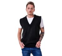 (Black, 5XL) Malay Mens Plain Knitted V Neck Classic Sleeveless Cardigans Tops Jumpers Size S-5XL