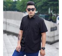(black, 5XL) Short Sleeved Shirt Men 'S Business Casual Versatile Professional Clothing Comfortable Loose Fat Man Short Sleeved Shirt 60 -170kg