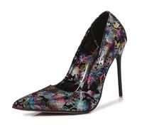 Black,6.5 UK,Womens High Heel Pumps Closed Pointed Toe Stiletto 4.3inch Heels Classic Office Special Sequin Embroidered Dressy Wedding Pump Shoes