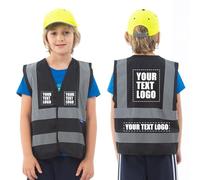 Black 6-9Y Personalised Printed LOGO SCHOOL Childs high vis vest KIDS high vis Reflective Safety Vest High Visibility child hi viz vis Waistcoat