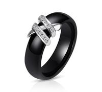 (black, 6) Creative Rings Creative Rings Ceramic Rings Black And White Double X Diamond Rings
