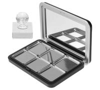 Black 6 Grid as Eyeshadow Case for Travel Storage | Simple Stylish Look, No Odor Multi Grid Design, Includes Stamp, for Female Friends and Mom