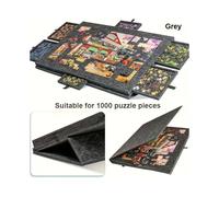 (Black) 6-in-1 Portable Puzzle Table with 6 Drawer Storage Compartments, Holds Up to 1000pcs Puzzles, Tiltable Kids' Puzzle Desk for Educational Fun