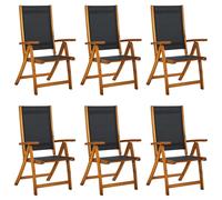 (black, 6 pcs) vidaXL Folding Garden Chairs Dining Chair Solid Wood Acacia and Textilene