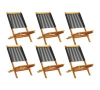 (black, 6 pcs) vidaXL Garden Chairs Outdoor Dining Chair Solid Wood Acacia and Polypropylene