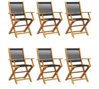 (black, 6 pcs) vidaXL Garden Chairs Seating 2 pcs Beige Solid Wood Acacia and Polypropylene