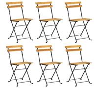 (black, 6 pcs) vidaXL Solid Wood Acacia Folding Garden Chairs Steel Outdoor Dining Chair