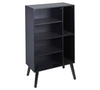 Urbn-Living Urbnliving Height 84Cm 6 Section Wooden Black Bookcase With Legs