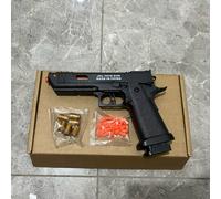 (Black 6 shells 20 bullets) New Cool Eject Shell Toy Pistol, Suitable for Outdoor, Parent-Youngsters Game, Pull Trigger to Fire, Texture, Automatic Launching Toy Gun