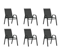 (black, 6) vidaXL Stackable Garden Chairs Outdoor Chairs Dining Chair Textilene Fabric