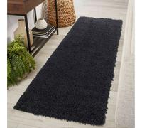 (Black, 60 x 220 cm (2ft x 7ft 3")) Living Room Rugs Large Plain Shaggy Rugs Runners