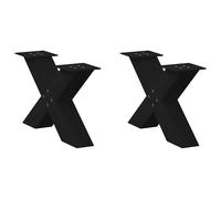 (black, 60 x (30-31) cm (80 mm)/ 2 pcs) vidaXL Dining Table Legs X-Shaped Desk Legs Kitchen Metal Furniture Legs Steel