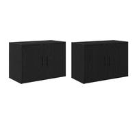 vidaXL Garage Wall Cabinets 2 pcs Black Engineered Wood