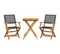 (black, 60 x 60 x 75 cm) vidaXL Bistro Set 3 Piece Outdoor Bar Set Black Poly Rattan and Solid Wood