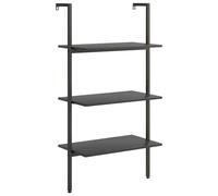 vidaXL 3-Tier Black Leaning Shelf - Size: 225 x 42.5 x 80cm - Wilko