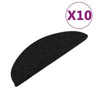 vidaXL Stair Mats – Self-adhesive Needle Felt, Noise Dampening – 10 pcs Black 65x22.5x3.5 cm
