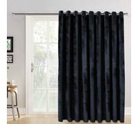 (Black, 66" x 84" (167cm x 210cm)- 1 Panel Curtain) Luxury Velvet Curtains Eyelet Ring Top Ready Made Blackout Curtains Living Room Bedroom