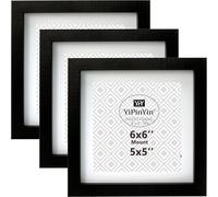 Black 6X6'' (15x15cm) Square Picture Frame Set of 3,with Mount for 5x5'',Garllery 5x5'' Picture Frame, 6x6'' Photo Frames For Wallmounted & DeskTop